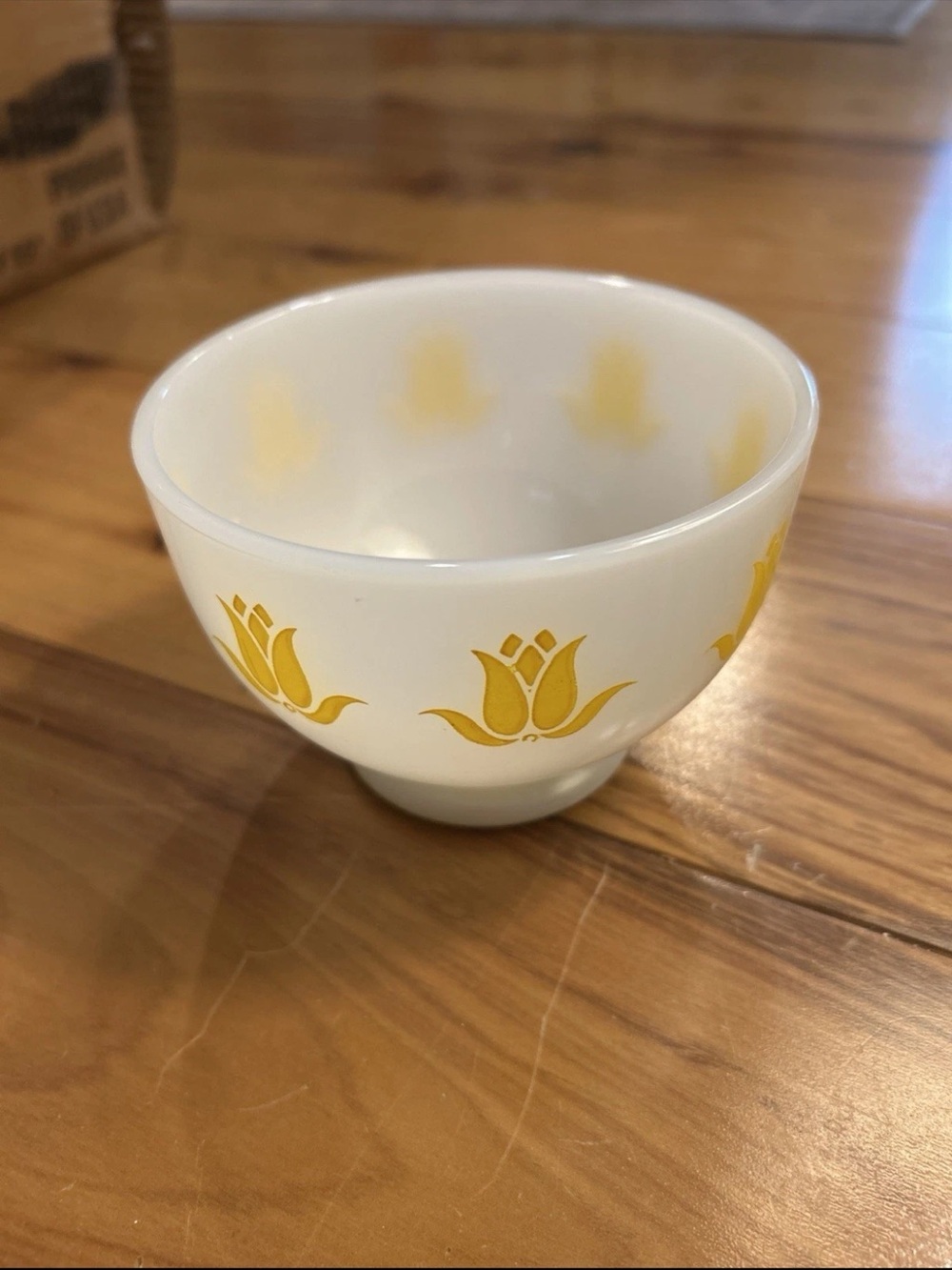 Vintage Fire King “Cottage Cheese Bowl”-Yellow Tulip Pattern